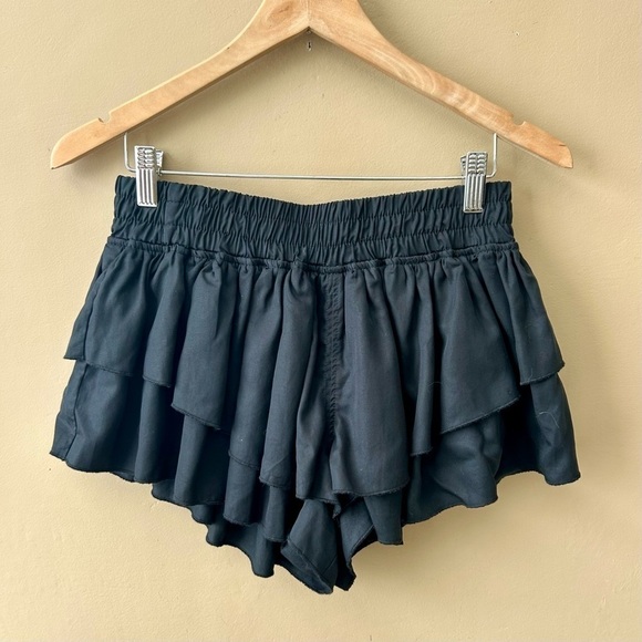 Free People Prima Shorts Black Tiered Ruffle Athletic Running Gym Size XS - Picture 8 of 16